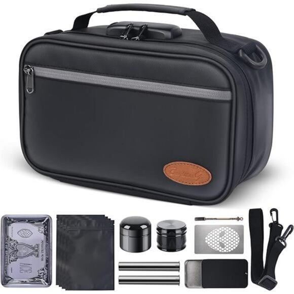 Large lockable storage case with grinder jar metal box travel safe organizer bag - Picture 8 of 8